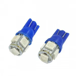 0837 - LED BULB WEDGE 12V BLUE 5LED 5050 REPLACES 194 AND 168 BASE T10 (2 pcs/pkg)