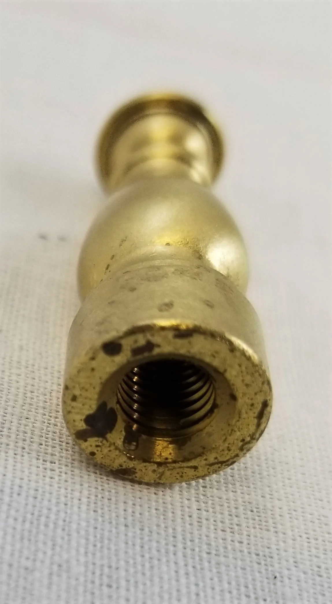 1-1/2" Solid Brass Finial - Female - Brushed Brass - Tapped 1/4-27