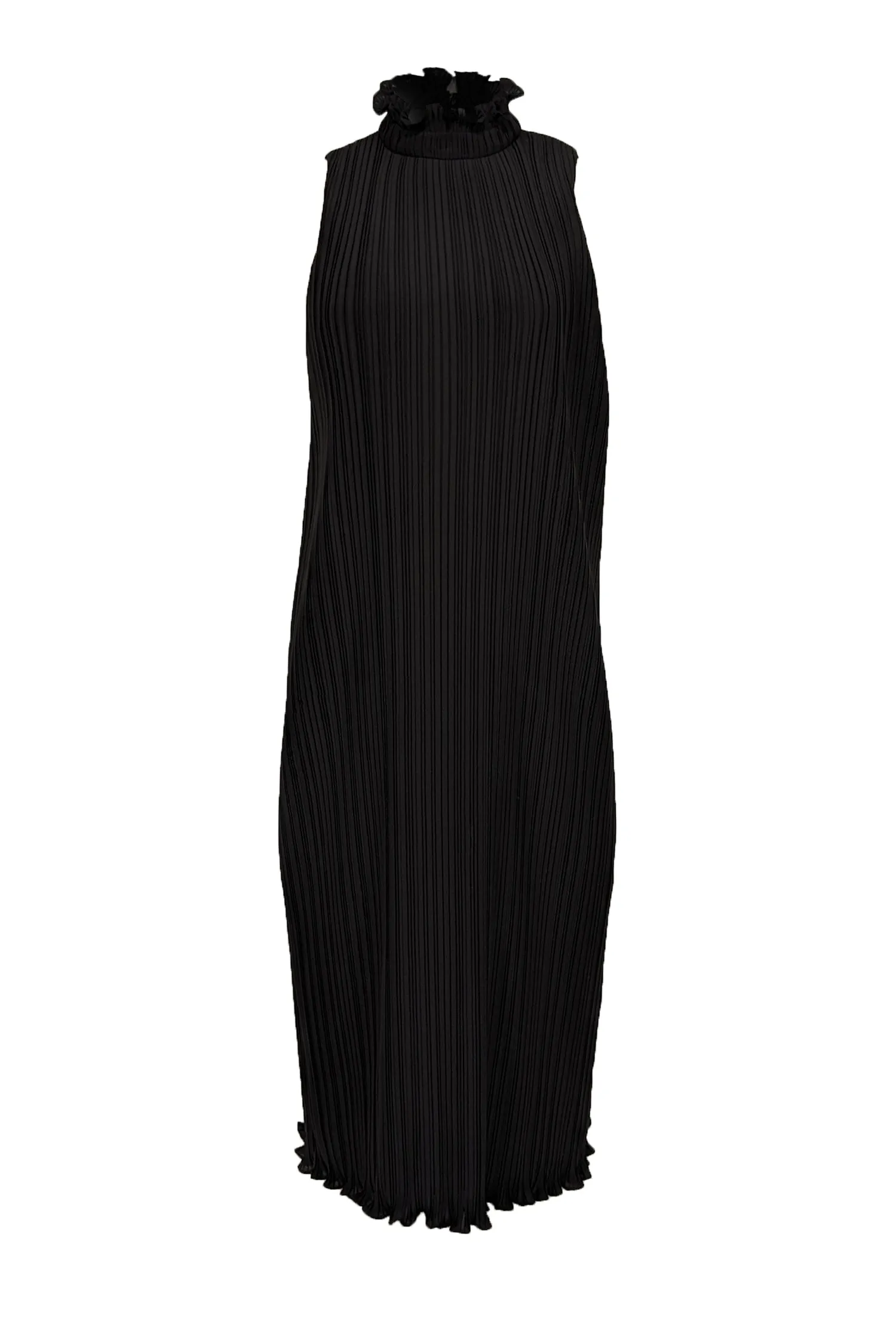 Alice & Olivia - Black Pleated Ruffled Mock Neckline Dress Sz 4