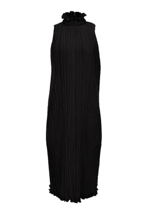 Alice & Olivia - Black Pleated Ruffled Mock Neckline Dress Sz 4