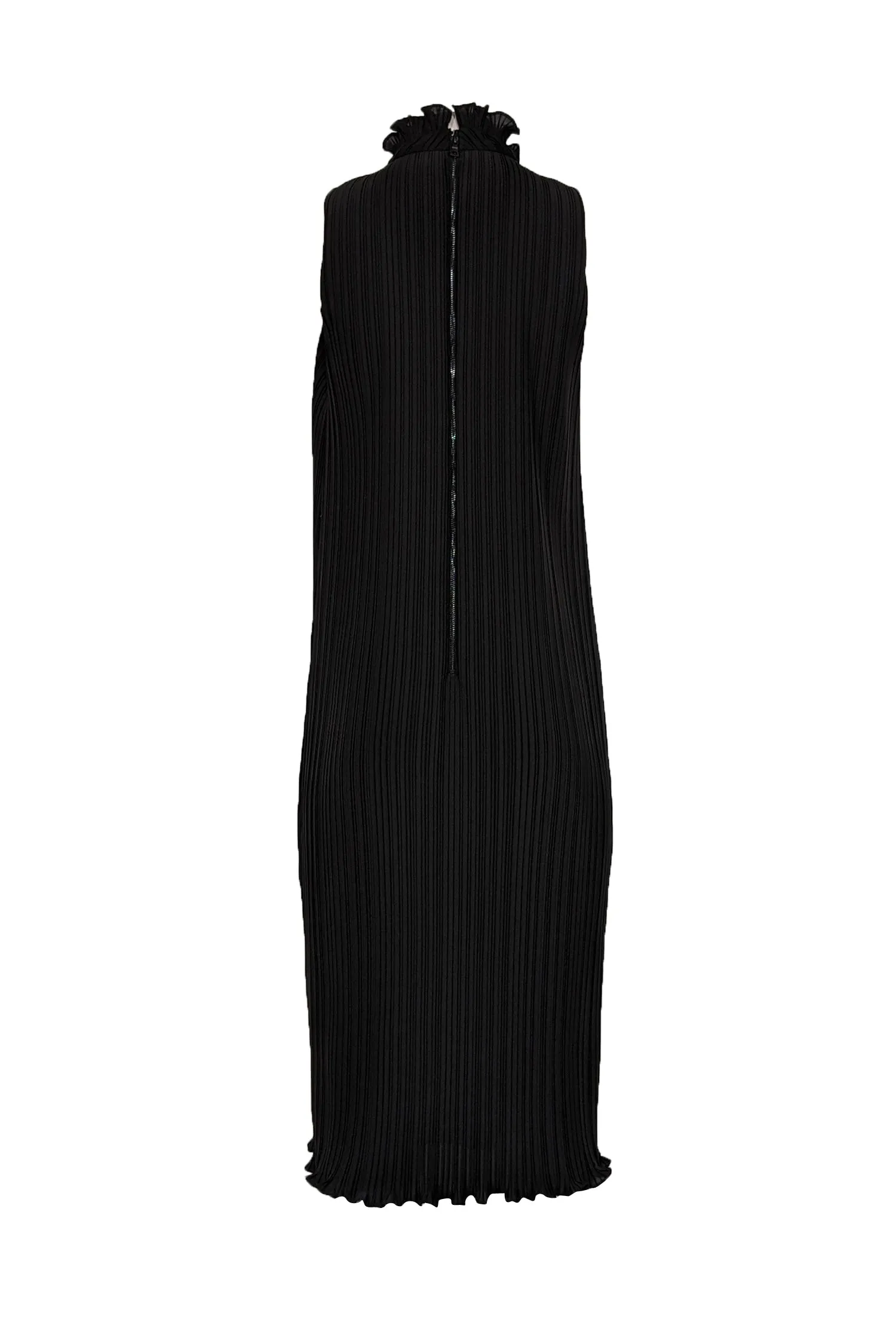 Alice & Olivia - Black Pleated Ruffled Mock Neckline Dress Sz 4