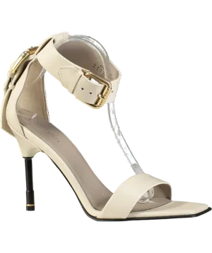 All Saints White Noir Leather High Metal Heel Sandals UK 8 EU 41 👠