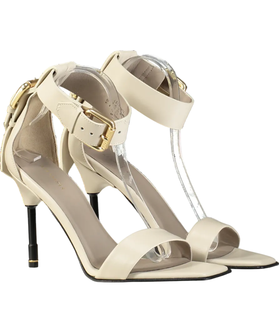 All Saints White Noir Leather High Metal Heel Sandals UK 8 EU 41 👠