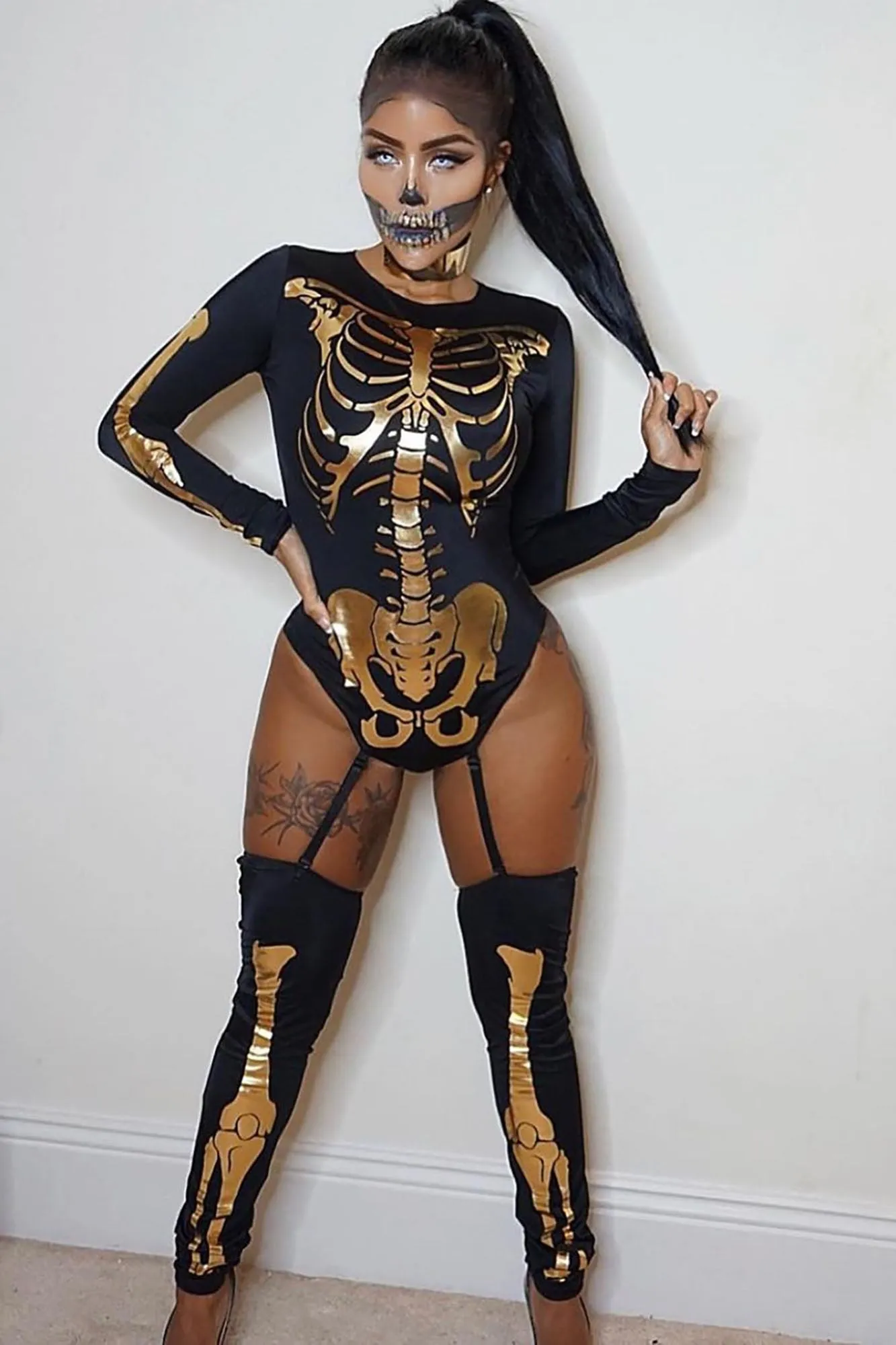 Bad to the Bone Costume - Black/Gold