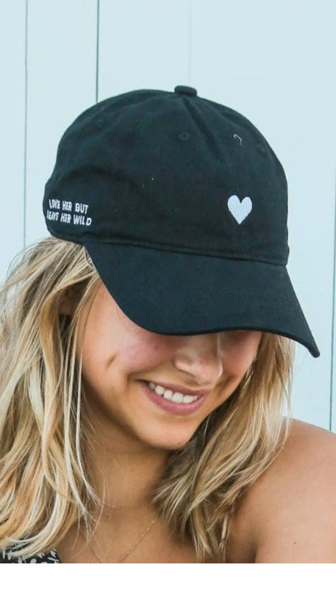 Black Embroidered Heart Dad Hat
