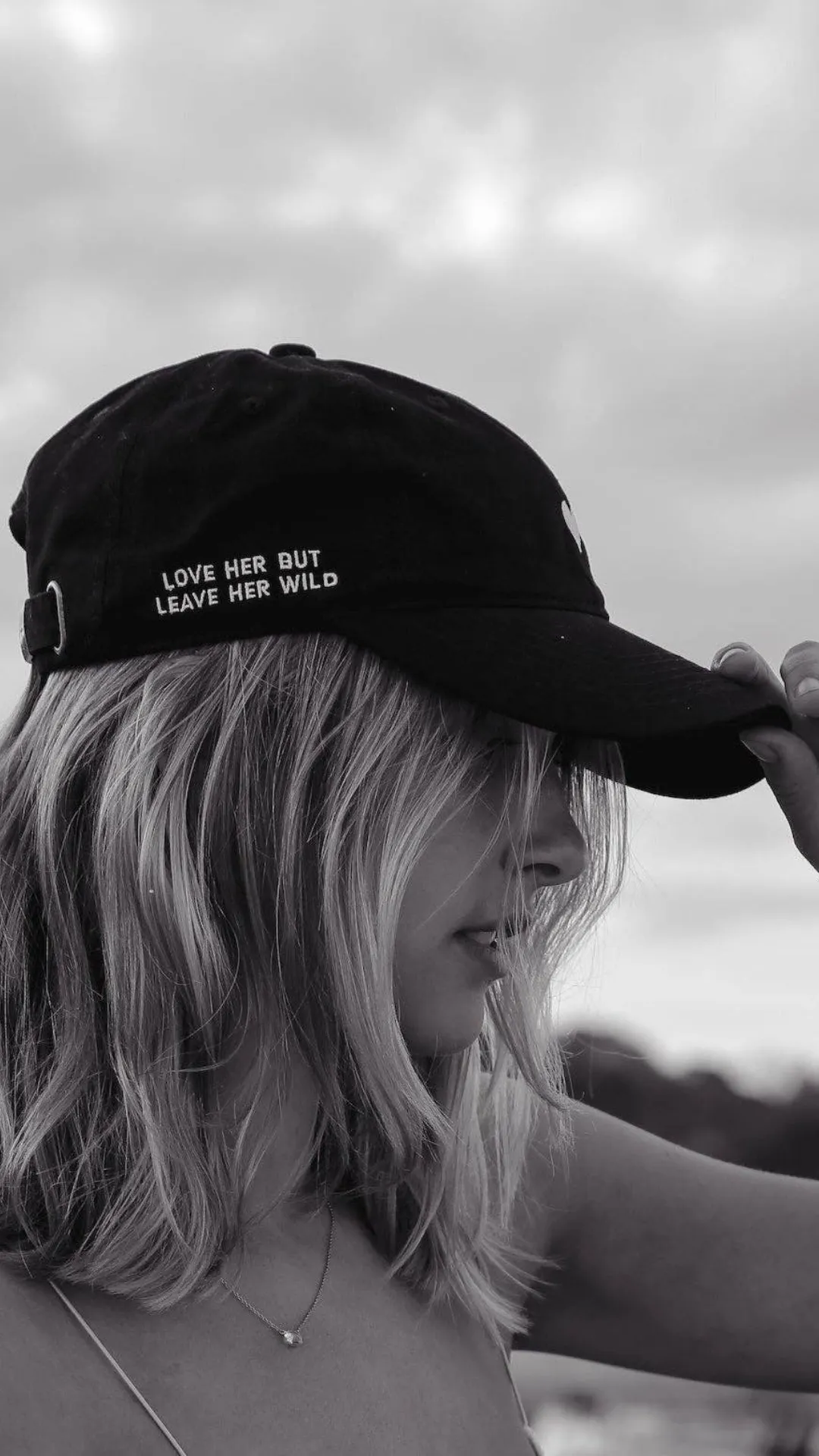 Black Embroidered Heart Dad Hat