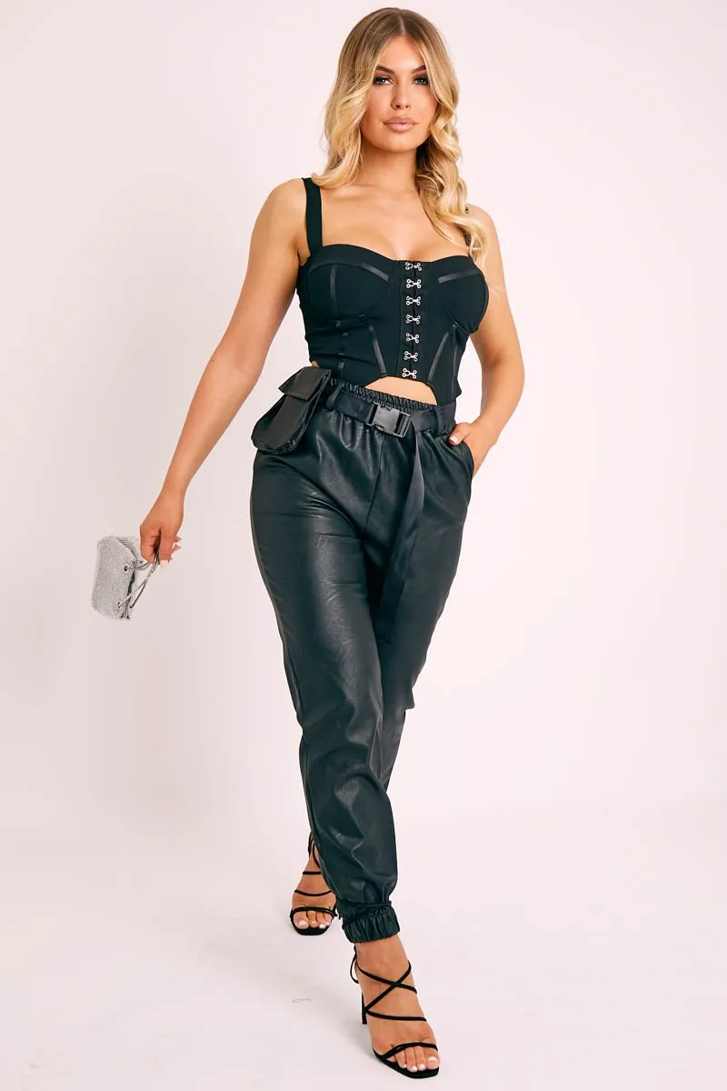 Black Seam Detail Corset Crop Top - Luiza
