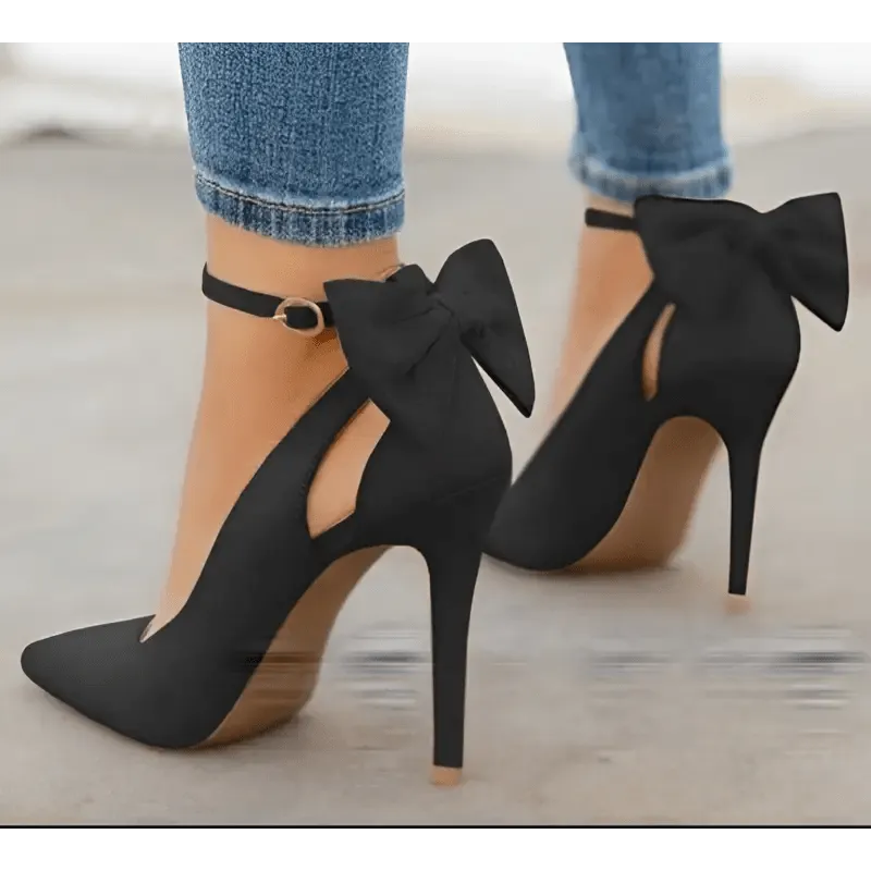 Bow High Heels with 8CM Heel & Pointed Toe - Stylish Fashion Sandals