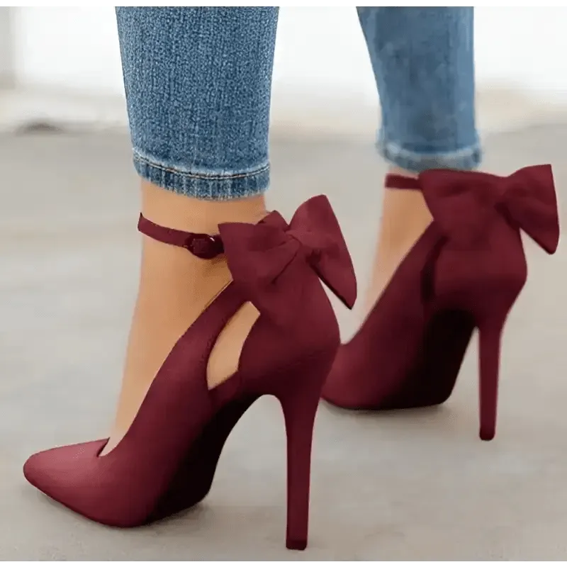 Bow High Heels with 8CM Heel & Pointed Toe - Stylish Fashion Sandals