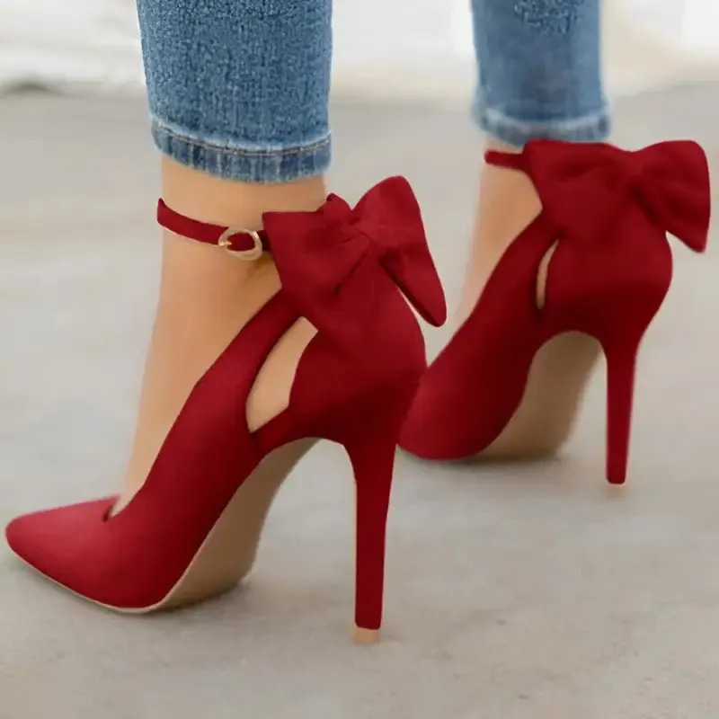 Bow High Heels with 8CM Heel & Pointed Toe - Stylish Fashion Sandals