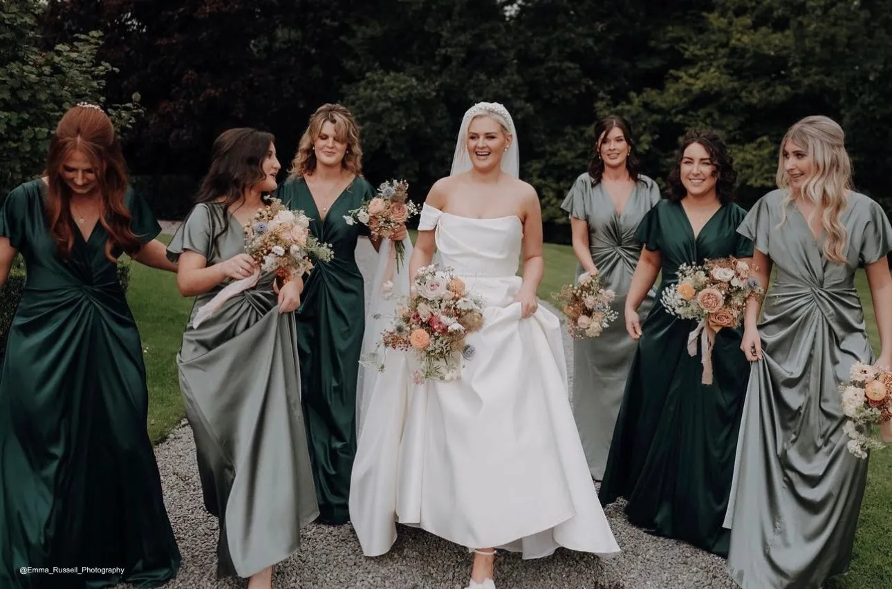 Camilla Bridesmaid Dress In Emerald Satin