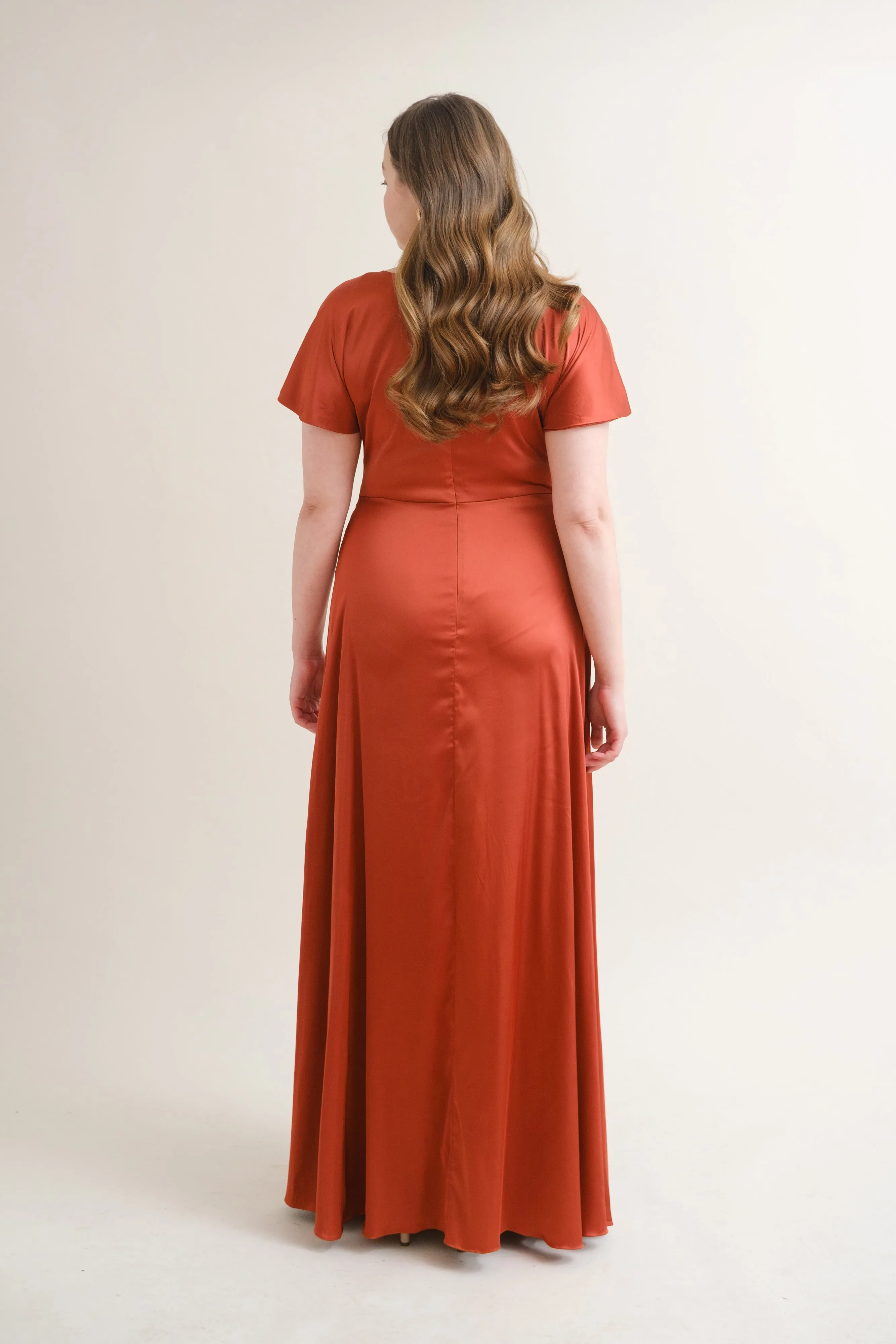 Camilla Bridesmaid Dress In Terracotta Satin