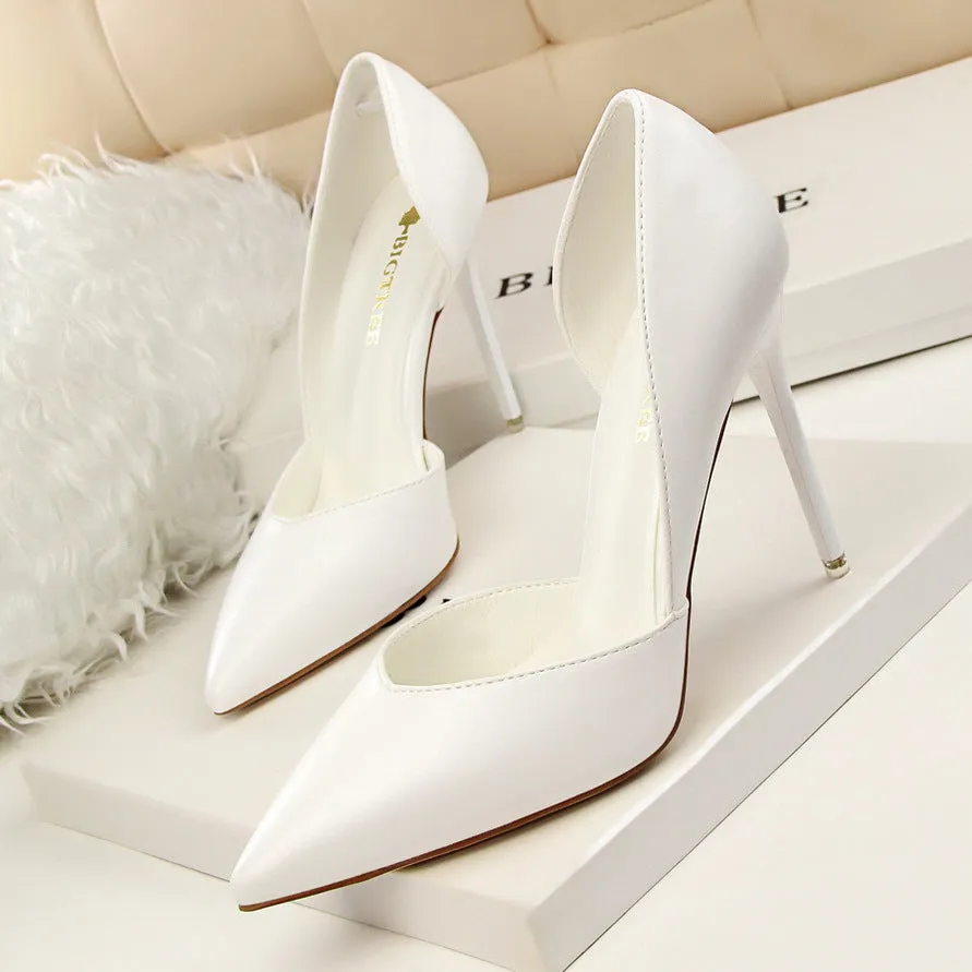 Candy Color Pointed Toe Low Cut Stiletto High Heels Prom Shoes
