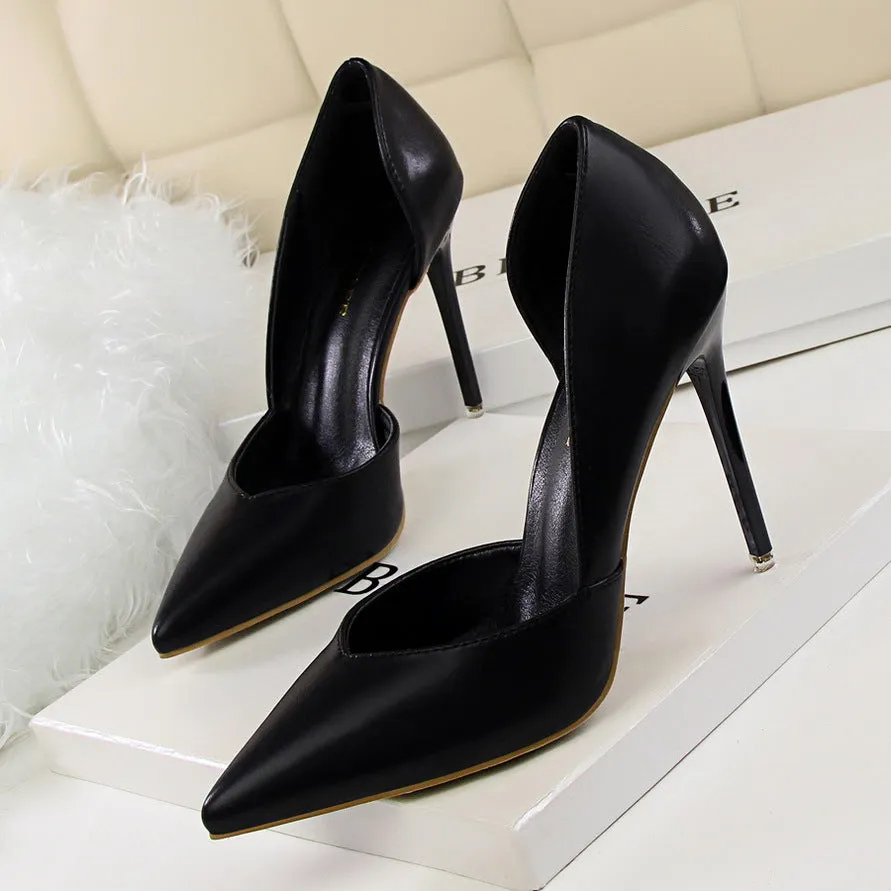Candy Color Pointed Toe Low Cut Stiletto High Heels Prom Shoes