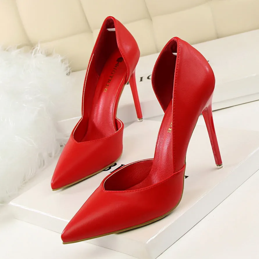 Candy Color Pointed Toe Low Cut Stiletto High Heels Prom Shoes