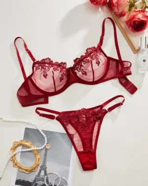 Classy Lingerie Set Burgundy Red