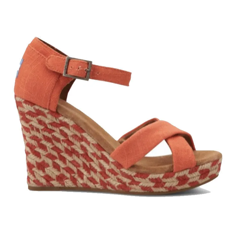CORAL MIXED ROPE STRAPPY PLATFORM WEDGE