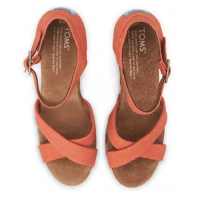 CORAL MIXED ROPE STRAPPY PLATFORM WEDGE