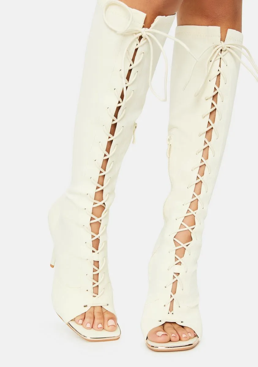 Cream Forever Bond Lace Up Boots