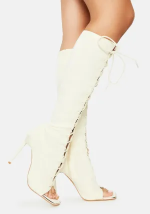 Cream Forever Bond Lace Up Boots