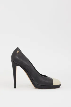Cruise 2015 Black & Gold Sparkly Leather Heel