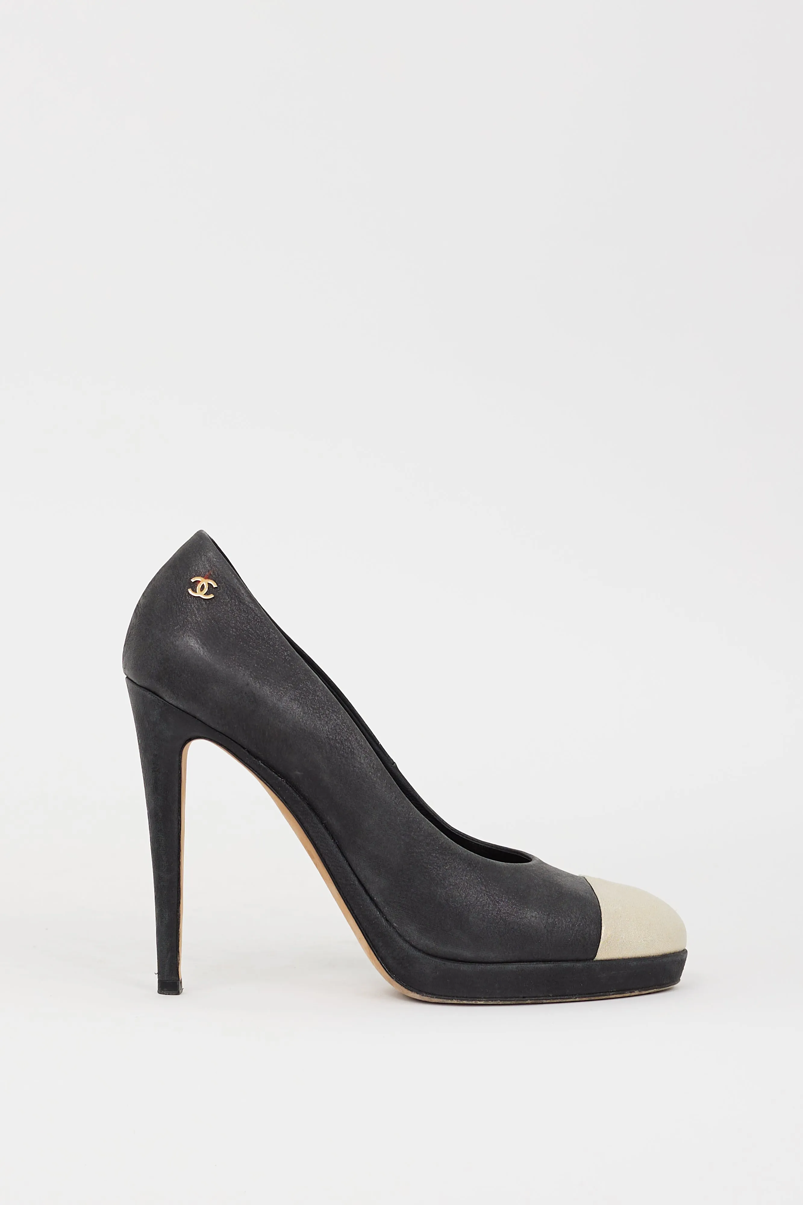 Cruise 2015 Black & Gold Sparkly Leather Heel