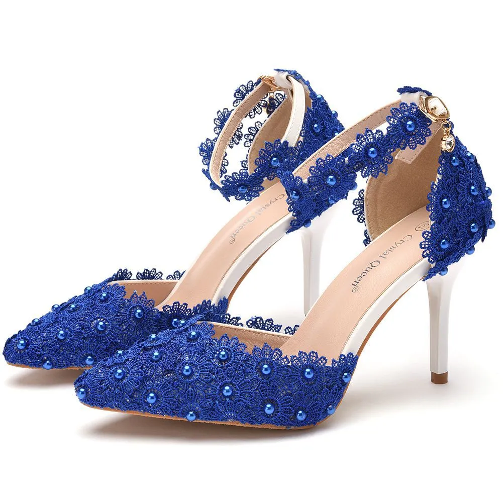 Elegant Lace Single-Strap Stiletto Sandals-Heel Height 9.5CM