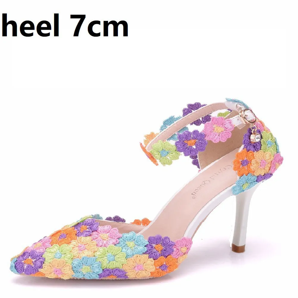 Elegant Lace Single-Strap Stiletto Sandals-Heel Height 9.5CM