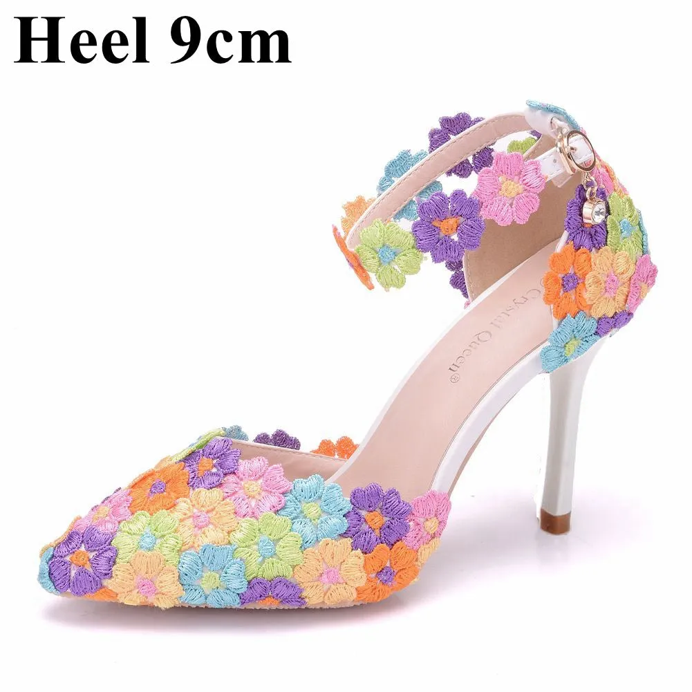 Elegant Lace Single-Strap Stiletto Sandals-Heel Height 9.5CM