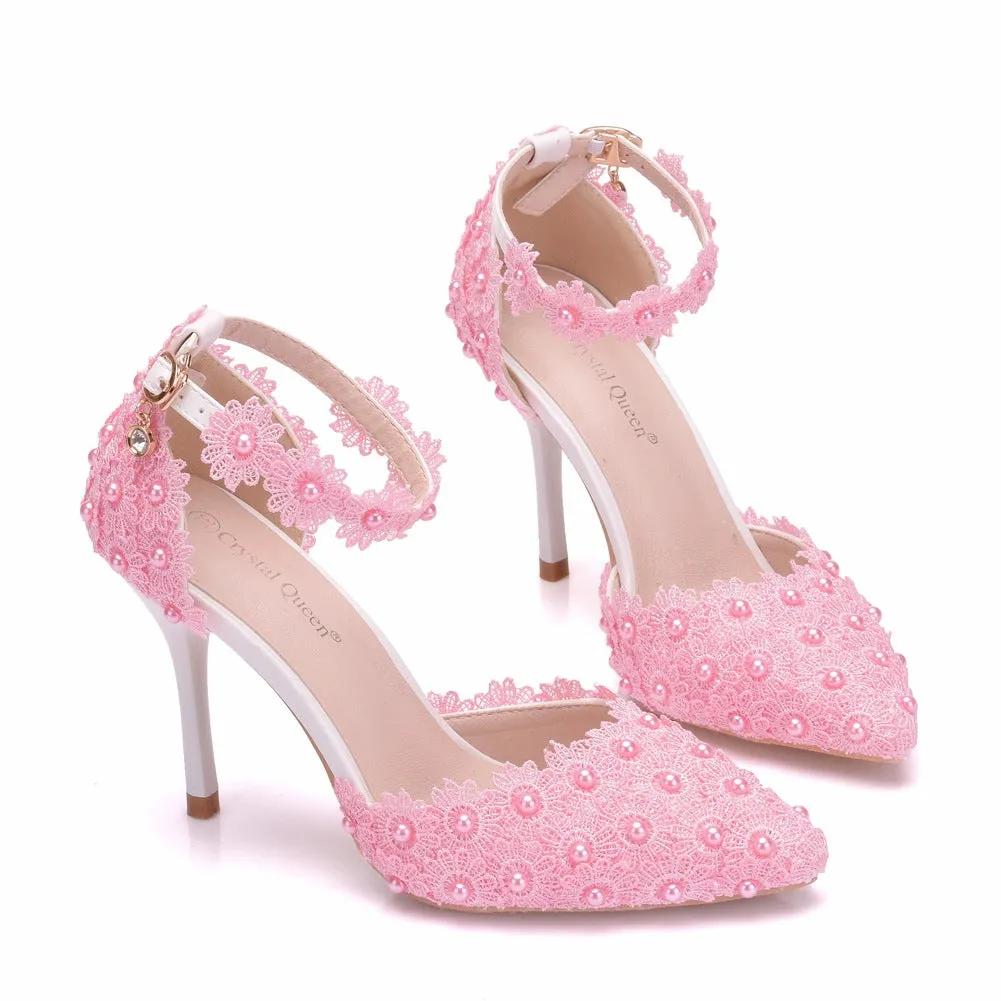 Elegant Lace Single-Strap Stiletto Sandals-Heel Height 9.5CM