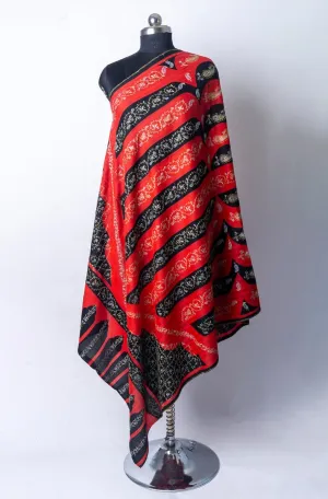 Ember Stripes Merino Wool Hand Embroidered Sozni Shawl