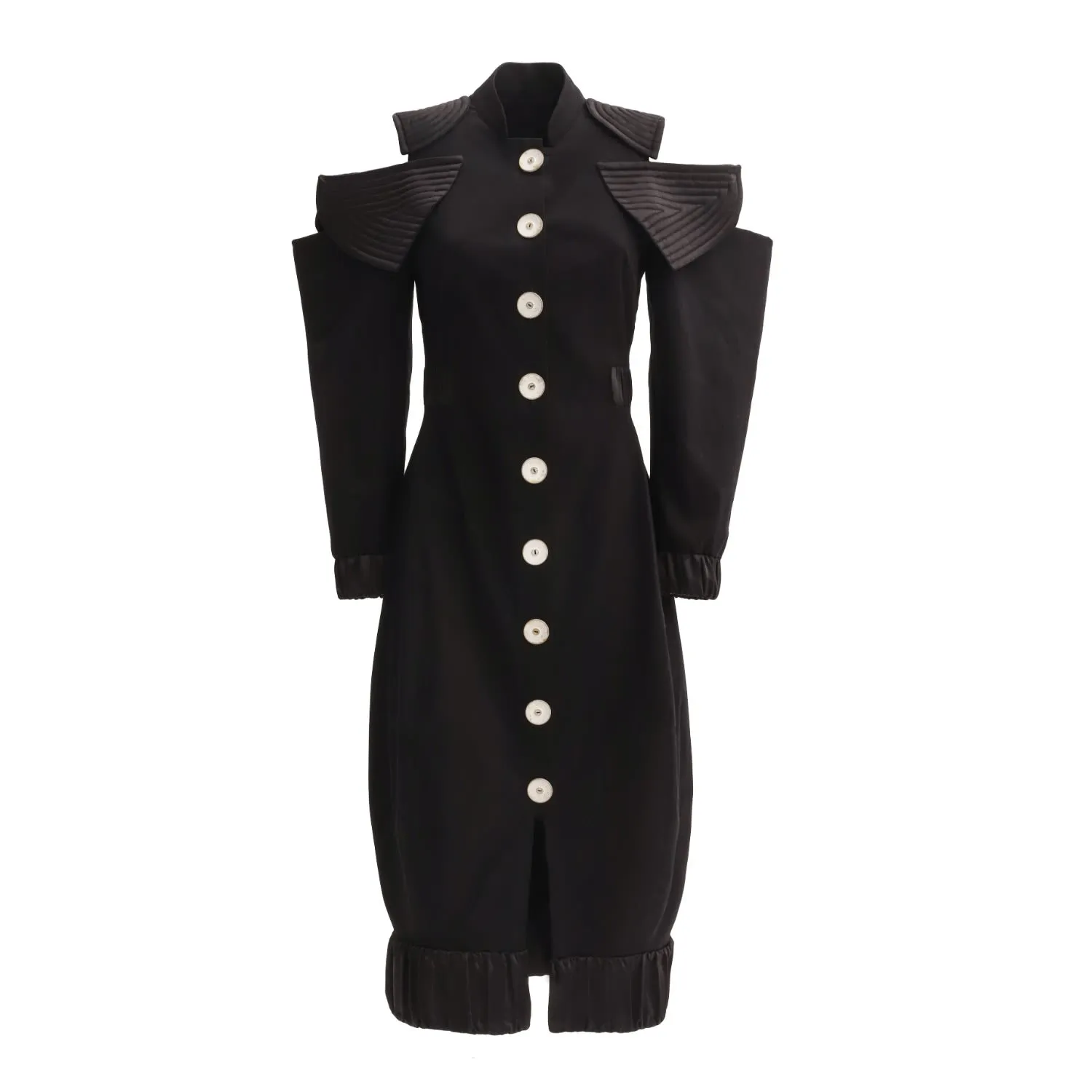 Evening Shoulder-Cut Military Dress Black