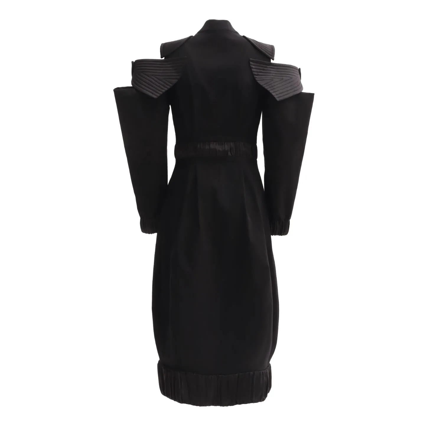 Evening Shoulder-Cut Military Dress Black
