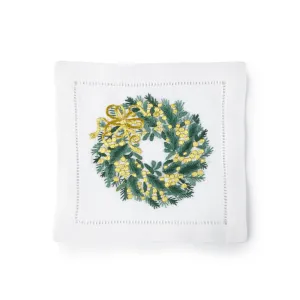 Evergreen Wreath w/ Gold Bow Cocktail Napkins