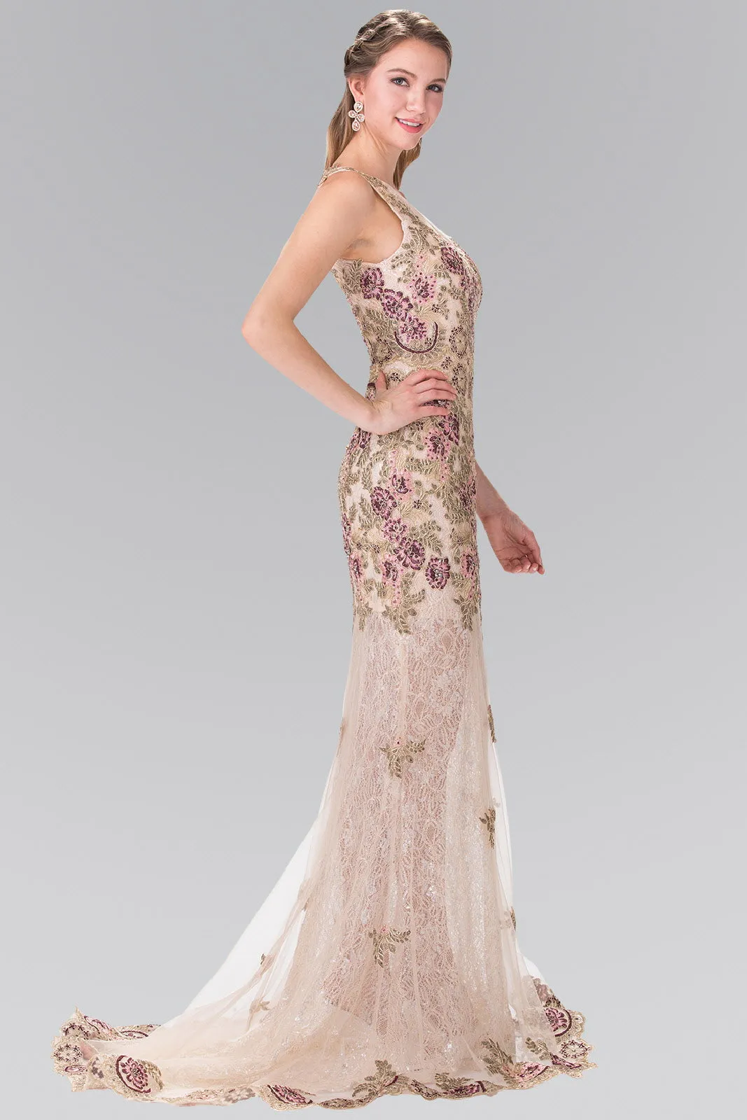 Flower Embroidered Lace Long Dress