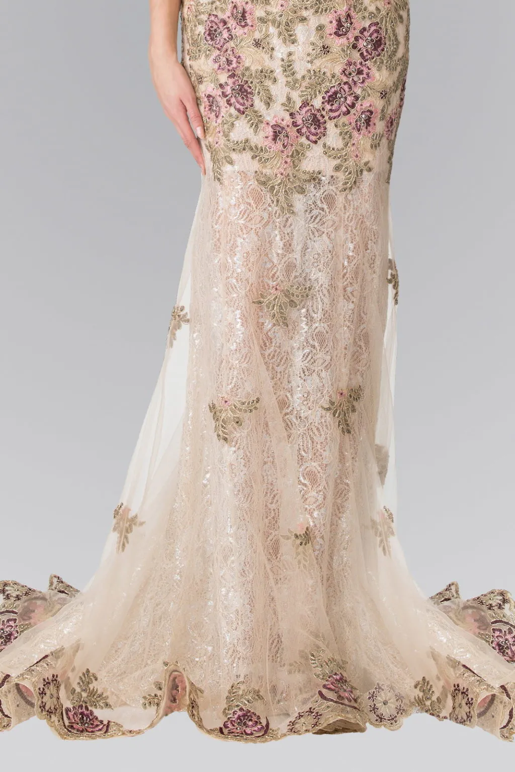 Flower Embroidered Lace Long Dress