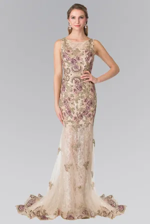 Flower Embroidered Lace Long Dress