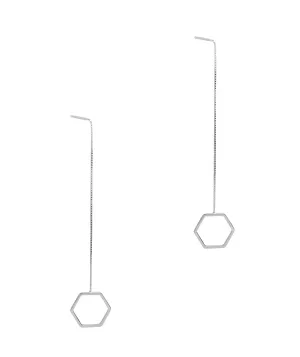 Gift Packaged 'Drancy' Sterling Silver Hexagon Drop Earrings