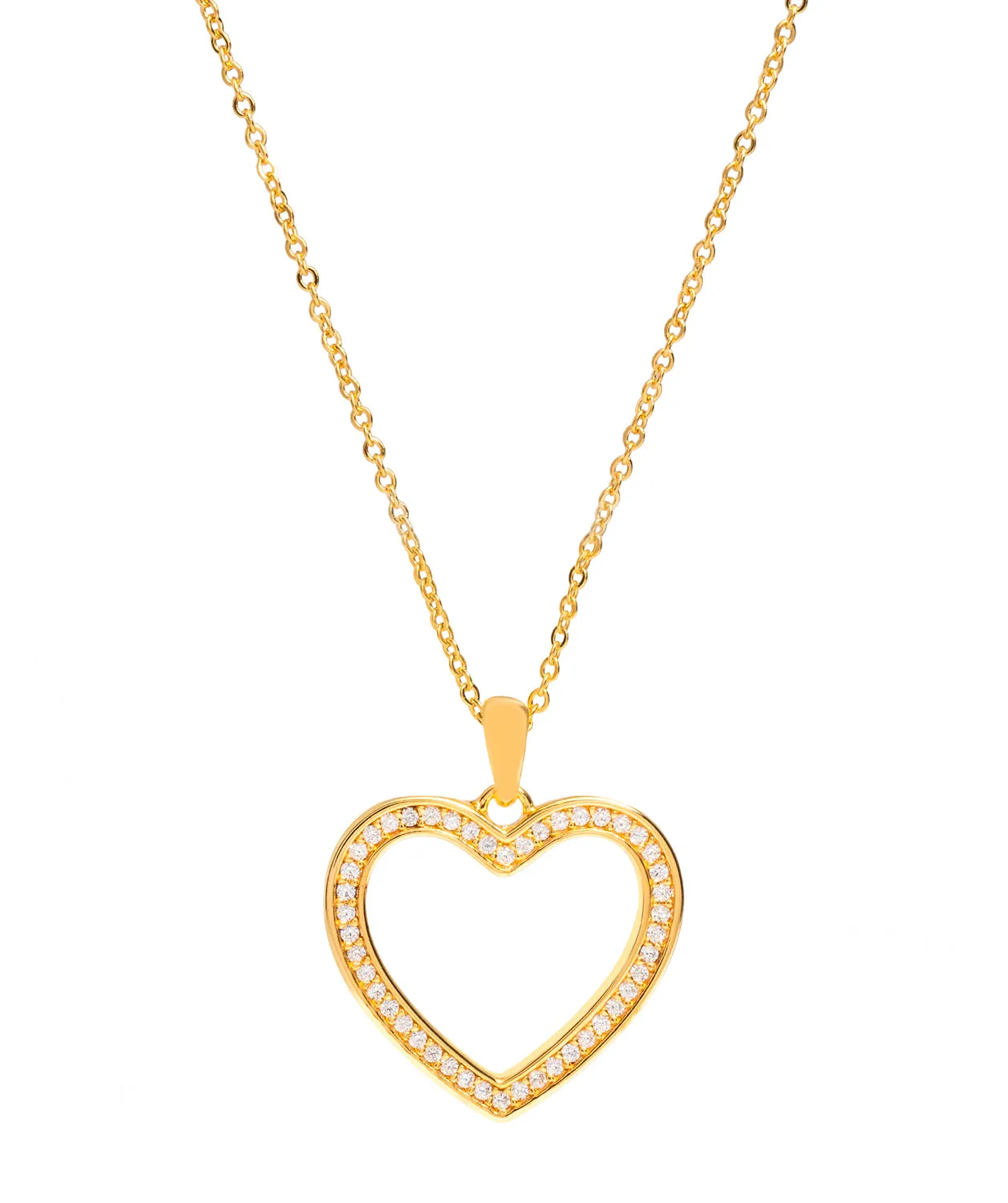 Gift Packaged 'Fontaine' 18ct Yellow Gold Plated 925 Silver & Cubic Zirconia Heart Pendant Necklace