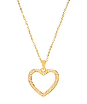 Gift Packaged 'Fontaine' 18ct Yellow Gold Plated 925 Silver & Cubic Zirconia Heart Pendant Necklace