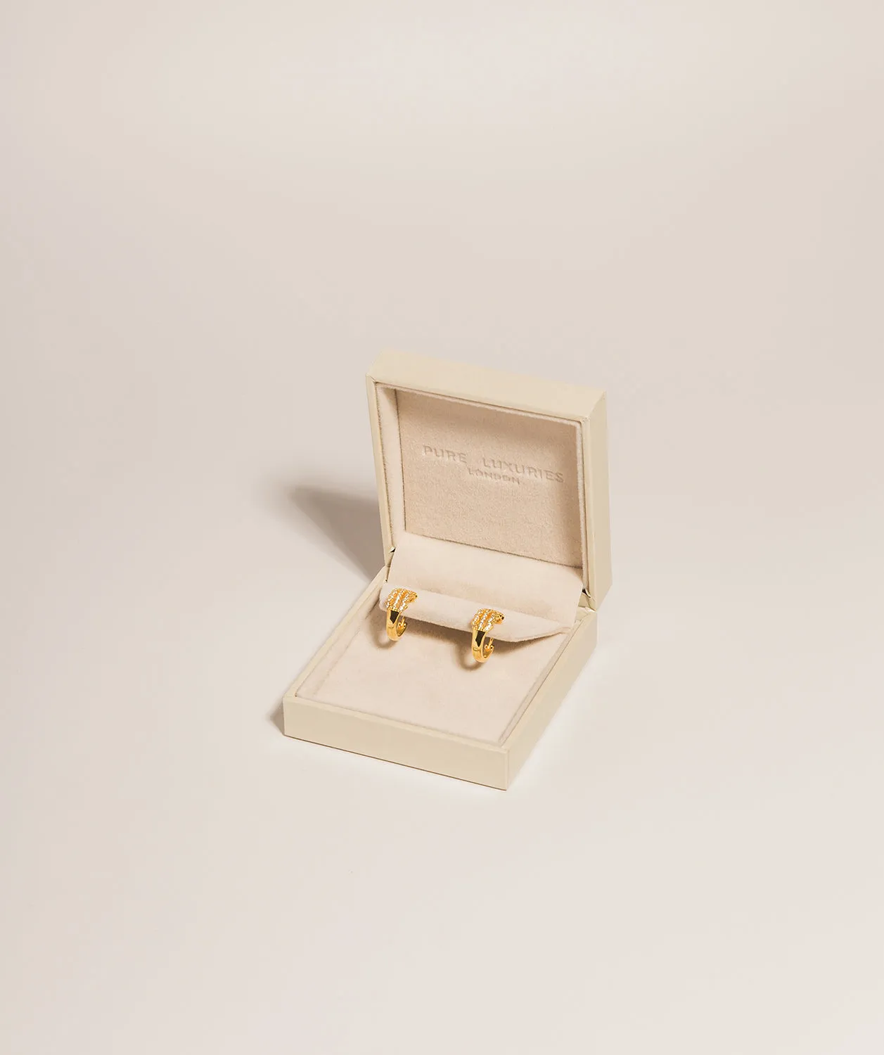 Gift Packaged 'Rhonda' 18ct Yellow Gold Plated 925 Silver & Cubic Zirconia Small Hoop Earrings