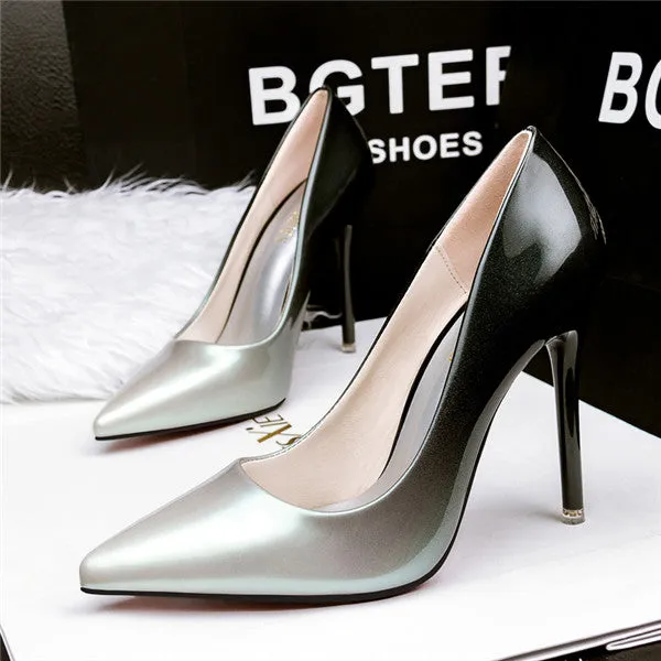 Glamorous PU Upper Closed Tole Multicolor High Heels Prom Shoes PS015