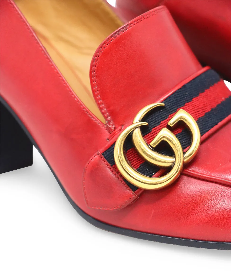 Gucci Red & Navy Leather Heels sz 8.5