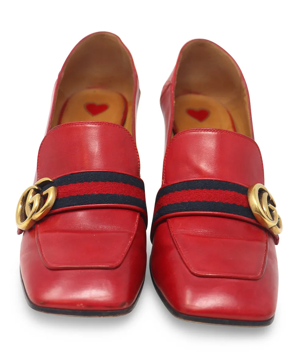 Gucci Red & Navy Leather Heels sz 8.5
