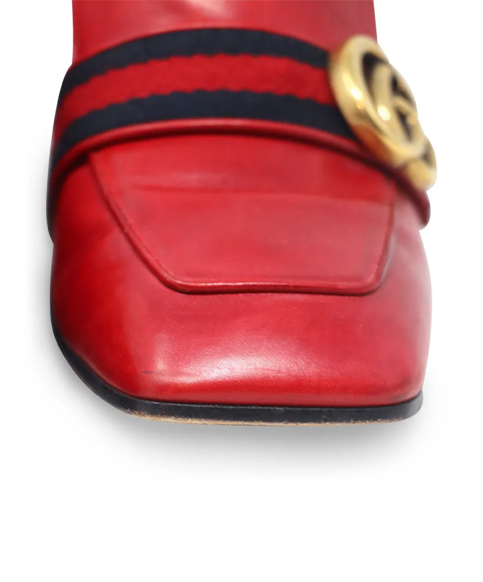Gucci Red & Navy Leather Heels sz 8.5