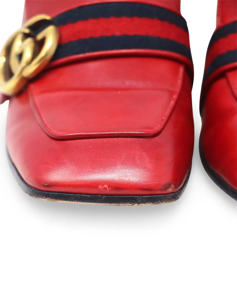 Gucci Red & Navy Leather Heels sz 8.5