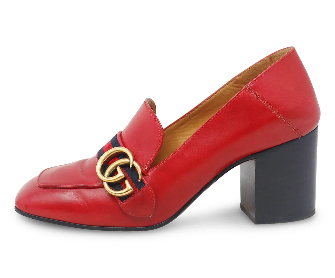 Gucci Red & Navy Leather Heels sz 8.5