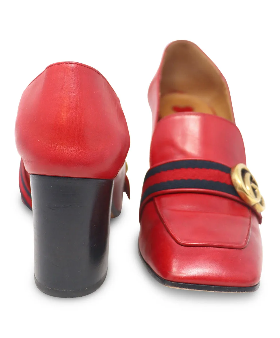 Gucci Red & Navy Leather Heels sz 8.5