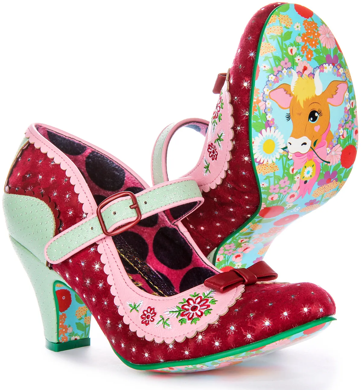 Irregular Choice Flower Flounce In Maroon For Women