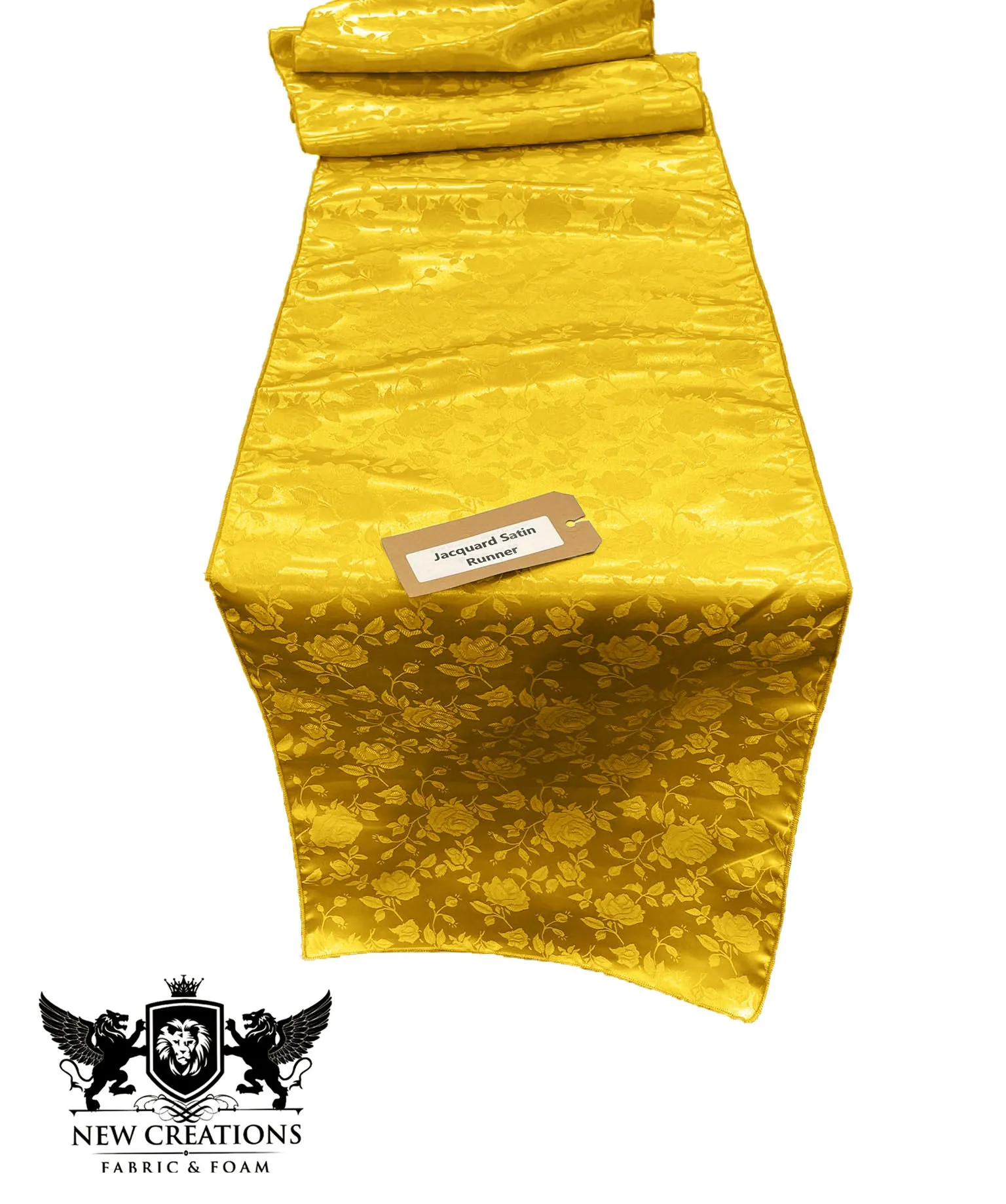 Jacquard Satin Roses Runner, Party Supply / Wedding / Decoration (14" Wide x 72" Long).